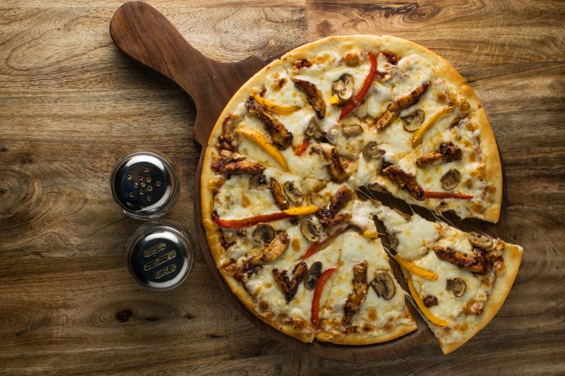 Spicy BBQ Chicken pizza with jalapeños