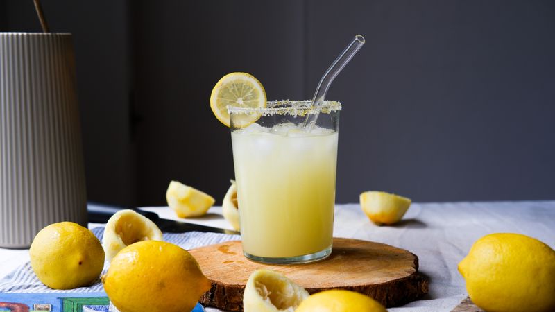 Fresh-squeezed lemonade in a tall glass